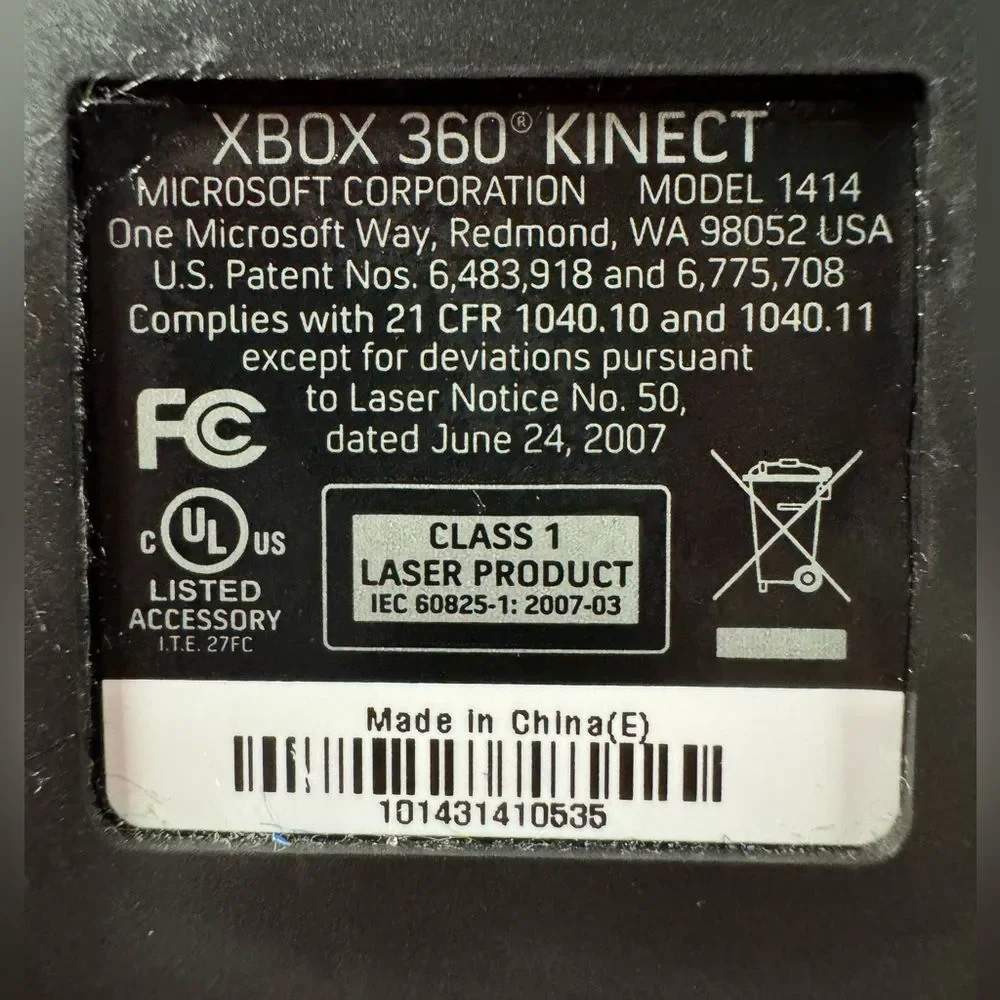 Microsoft Xbox 360 Kinect Motion Sensor Bar Black 1414 Kinect Adventures Bundle